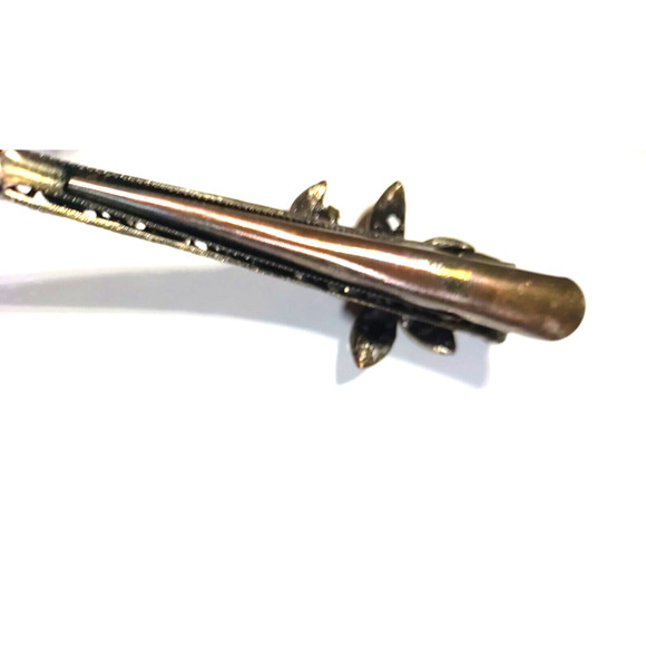 Barrette Hair Clip Large 5" X 11/2" Copper Tone Brown Plastic Beading - Picture 6 of 10